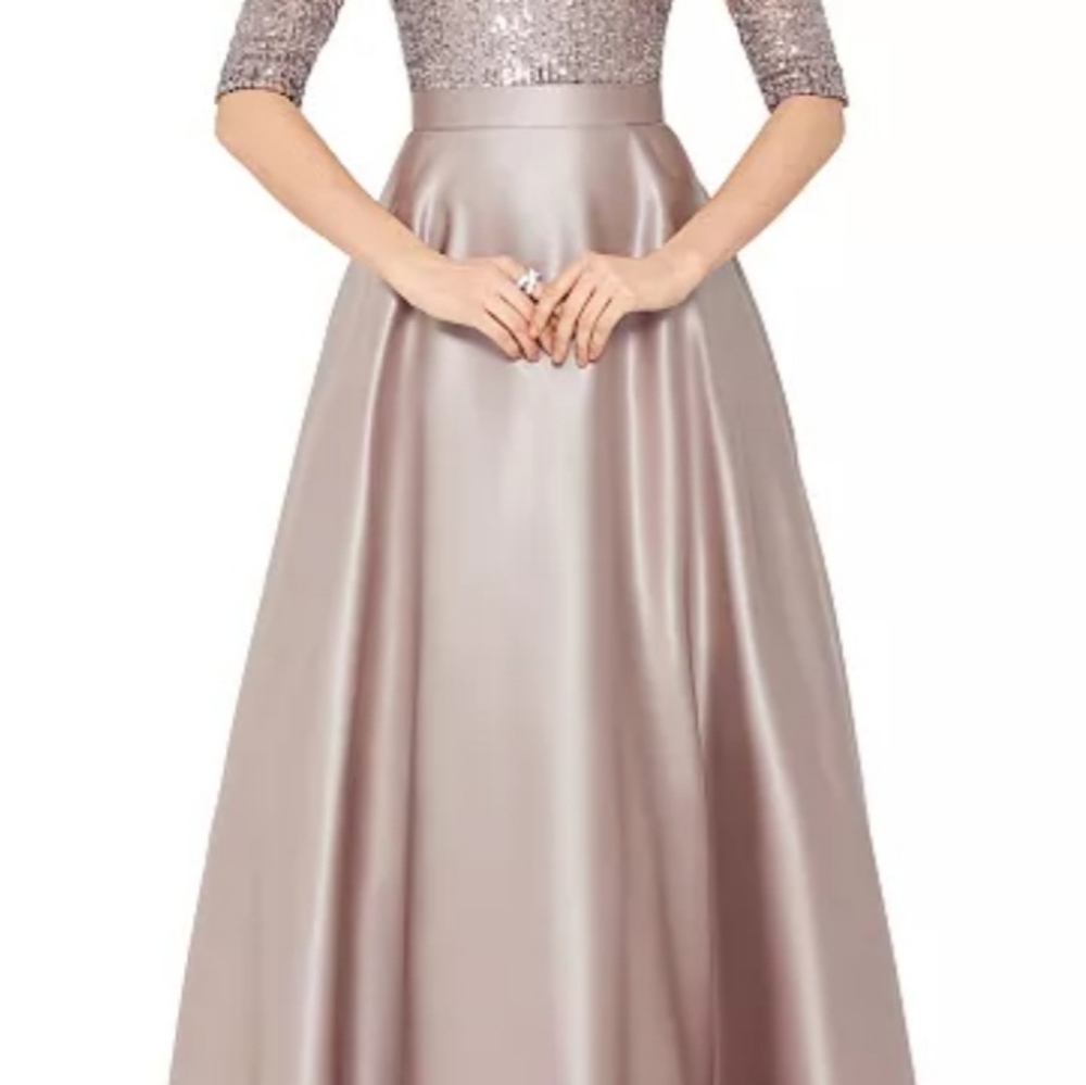 Betsy & Adam Embellished Satin Gown Size 6